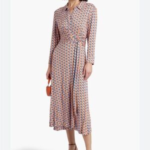 Diane Von Furstenberg Sana Wrap midi dress -  Fleurgeo Coral Reef / M